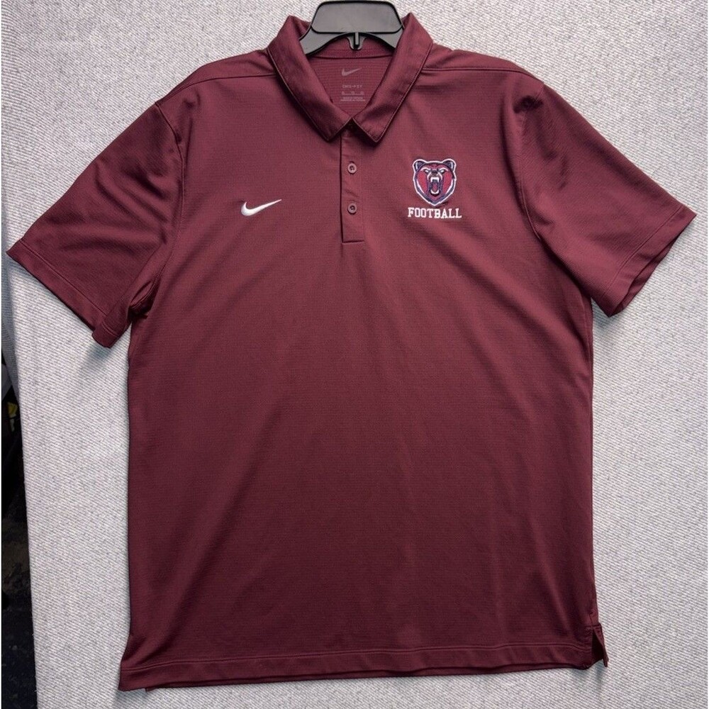 Nike Dri-FIT Men's XL Polo Shirt Maroon Short Sleeve Bear Football
